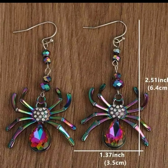 COPY - Halloween spider earrings all Crystal - Picture 4 of 5